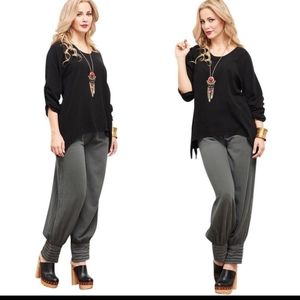 Oh My Gauze! Black Asymmetrical Cotton Casual Lagenlook Tunic Top